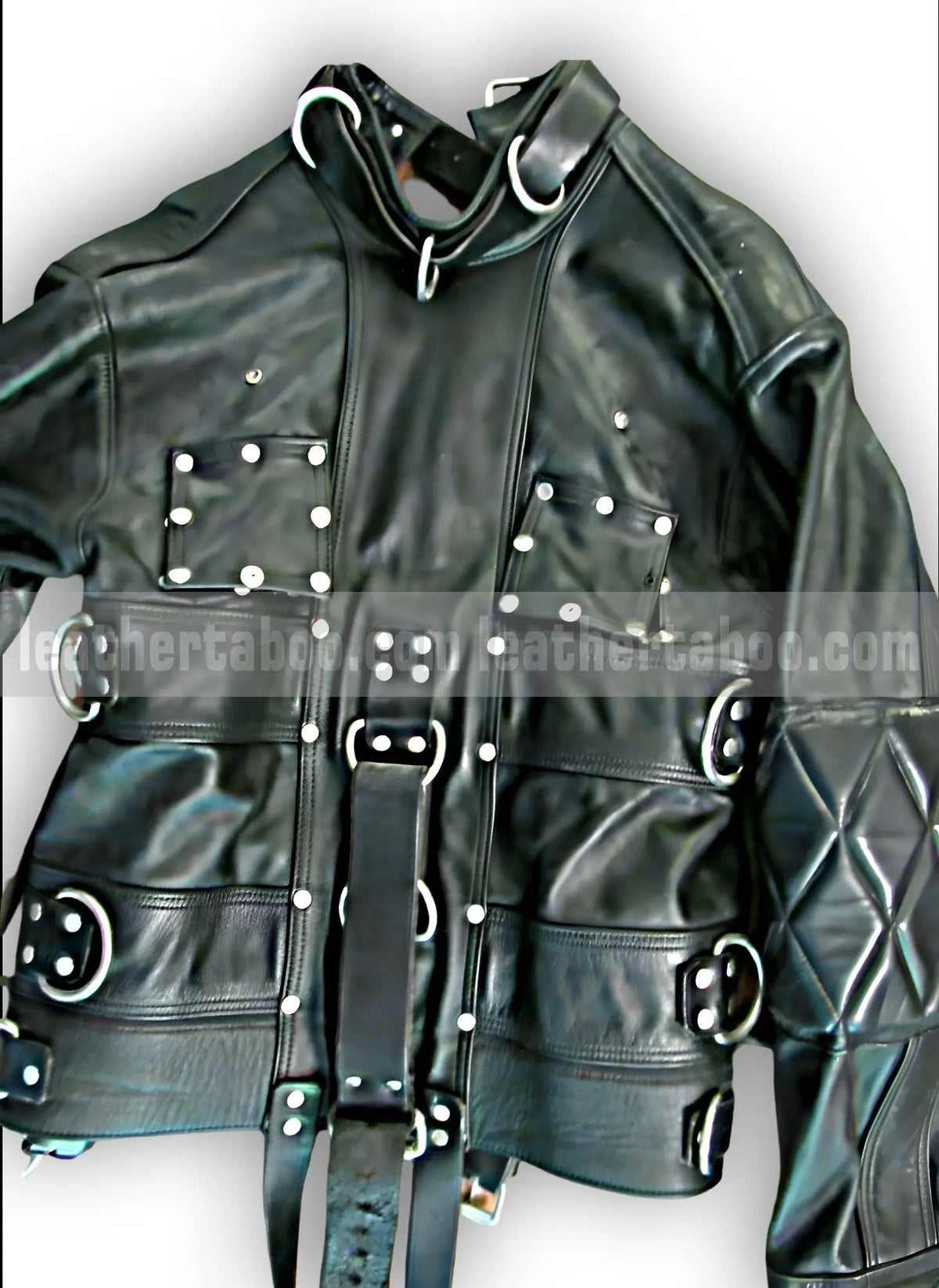 Premium Cowhide Leather Restraint Jacket for Men - leather taboo