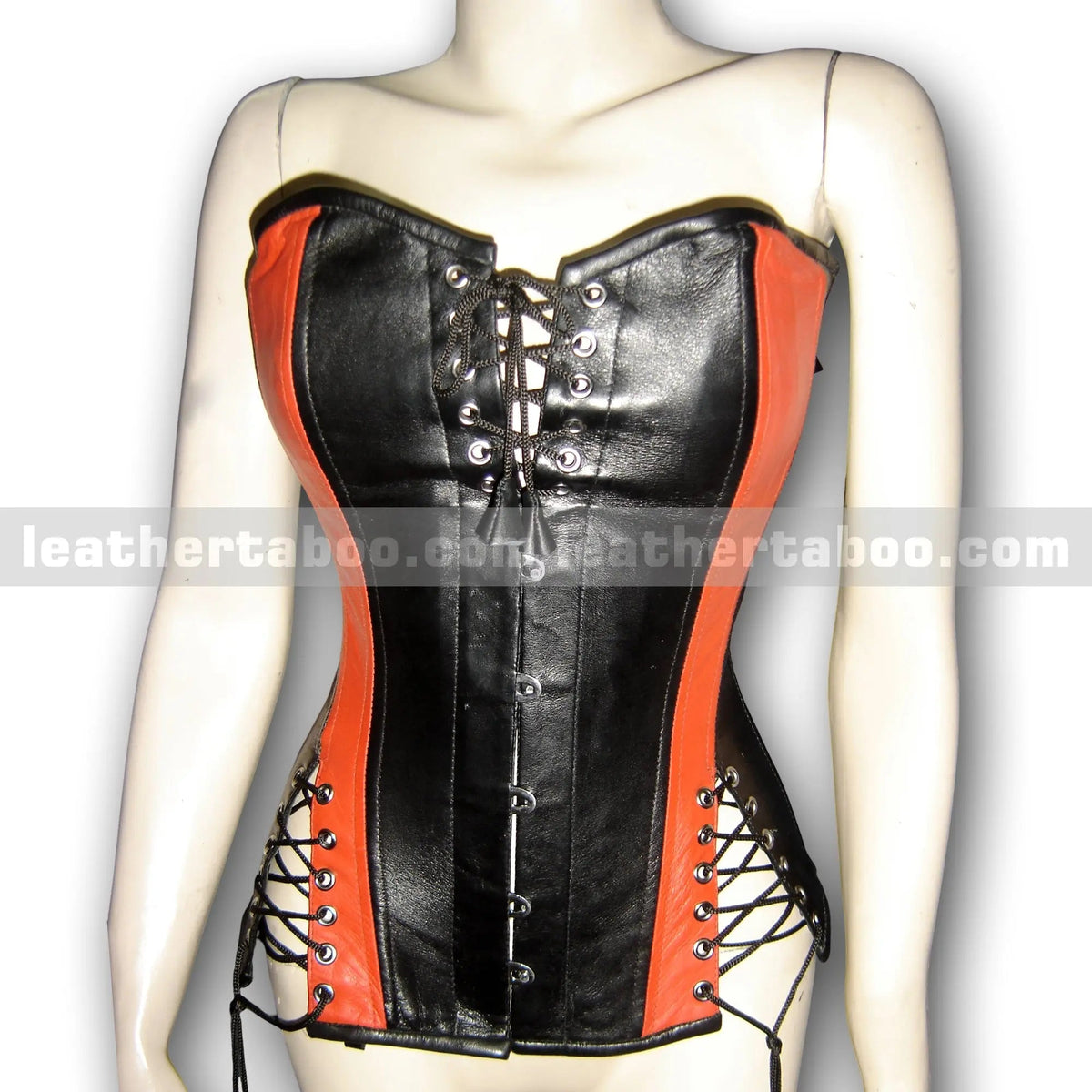 Premium Sheepskin Leather Corset Top for Women - Lace-Up Bustier Style Waist Cincher with Front & Side Eyelet Detailing - leather taboo