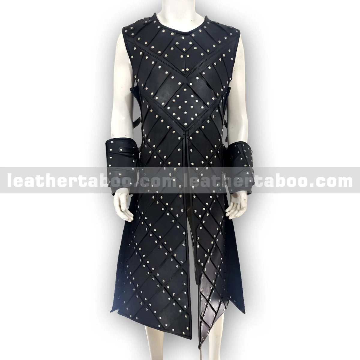 Black-Studded-Leather-Warrior-Armor-Vest-with-Arm-Bracers-Medieval-Style-Costume-for-Men leather taboo