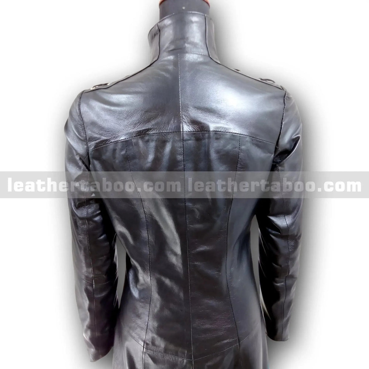 Women's Long Black Leather Trench Coat – Premium Sheepskin, Front Zip, Lace-Up Detail, Full Length Jacket for Stylish Outerwear - Leather taboo