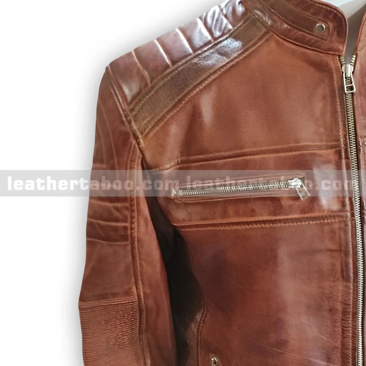 Men’s Brown Sheepskin Leather Biker Jacket | Zipper Pocket Moto Style Outerwear - Leather taboo