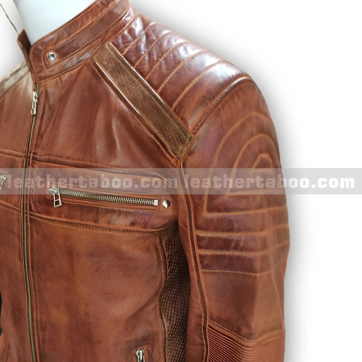 Men’s Brown Sheepskin Leather Biker Jacket | Zipper Pocket Moto Style Outerwear - Leather taboo
