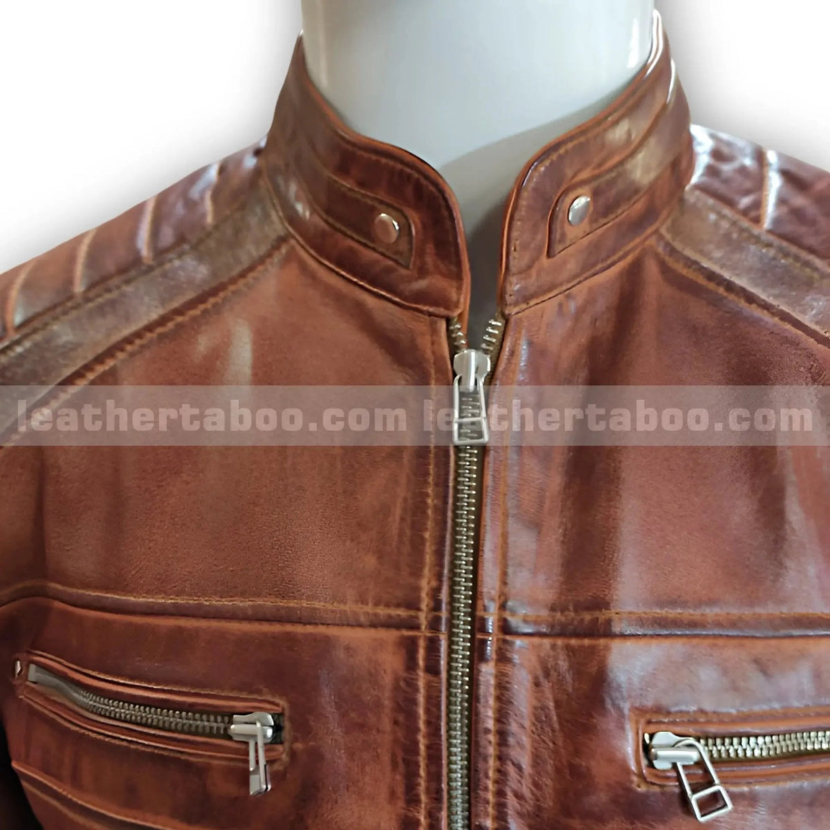 Men’s Brown Sheepskin Leather Biker Jacket | Zipper Pocket Moto Style Outerwear - Leather taboo