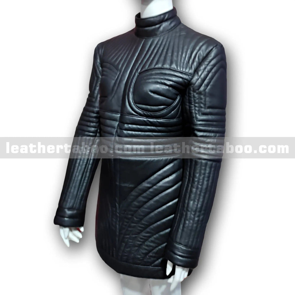 Black Quilted Sheepskin Leather Dress Jacket for Women – Futuristic Armor-Inspired Outerwear - Leather taboo