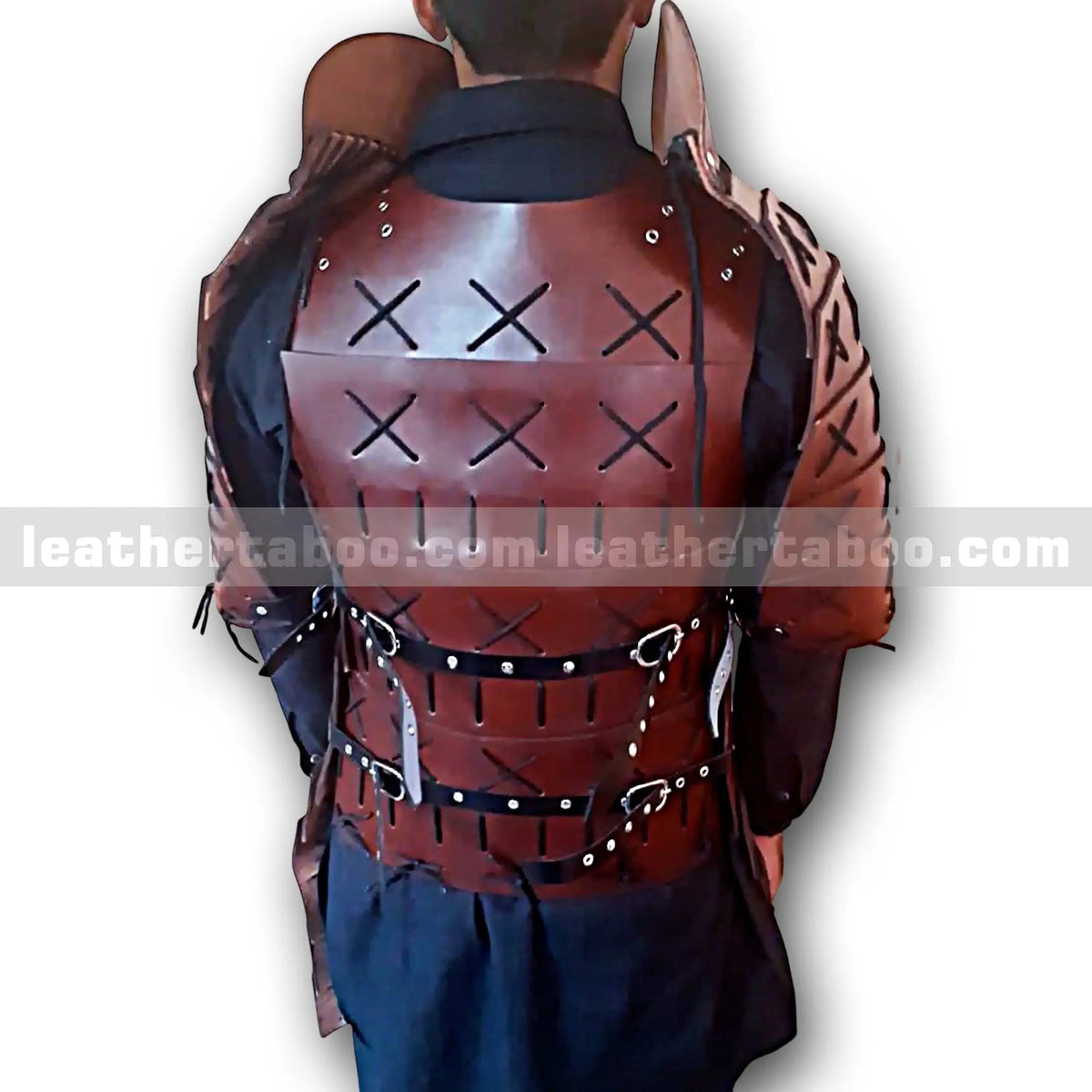 Men’s Premium Leather Armor Chest and Shoulder Set – Brown Warrior Style Body Armor - Leather taboo