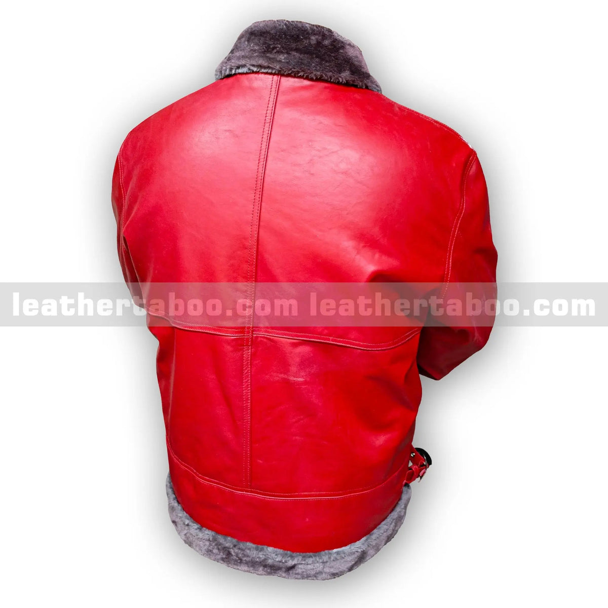 Men's Premium Red Sheepskin Leather Jacket with Faux Fur Lining – Winter Aviator Style Outerwear - Leather taboo