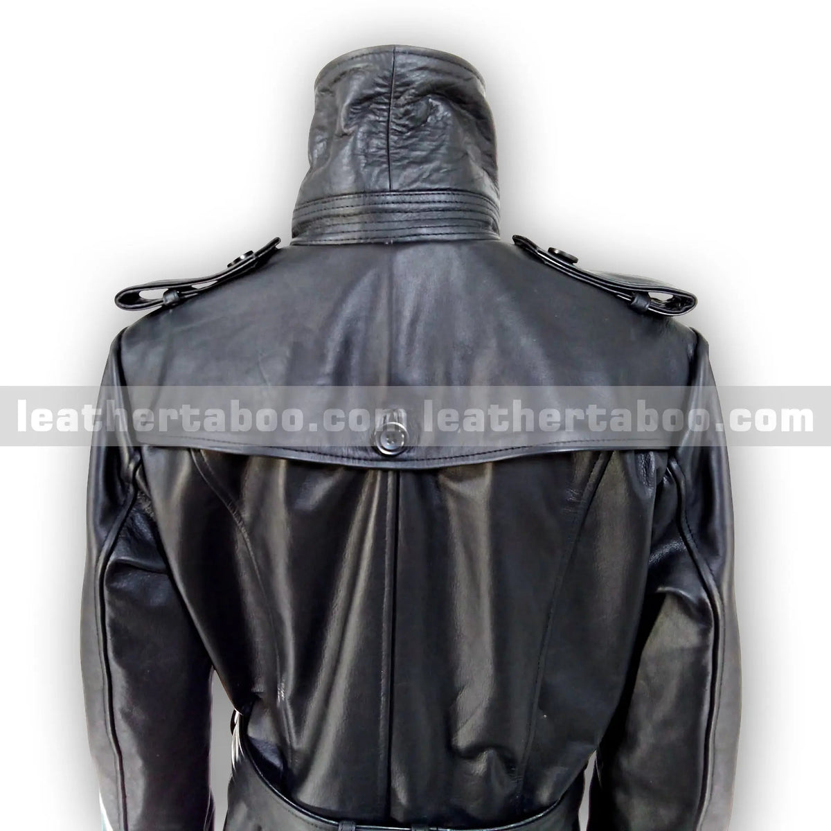 Women's Long Double-Breasted Black Sheepskin Leather Trench Coat with Belted Waist & Cuffs – Classic Slim Fit Overcoat Style - Leather taboo