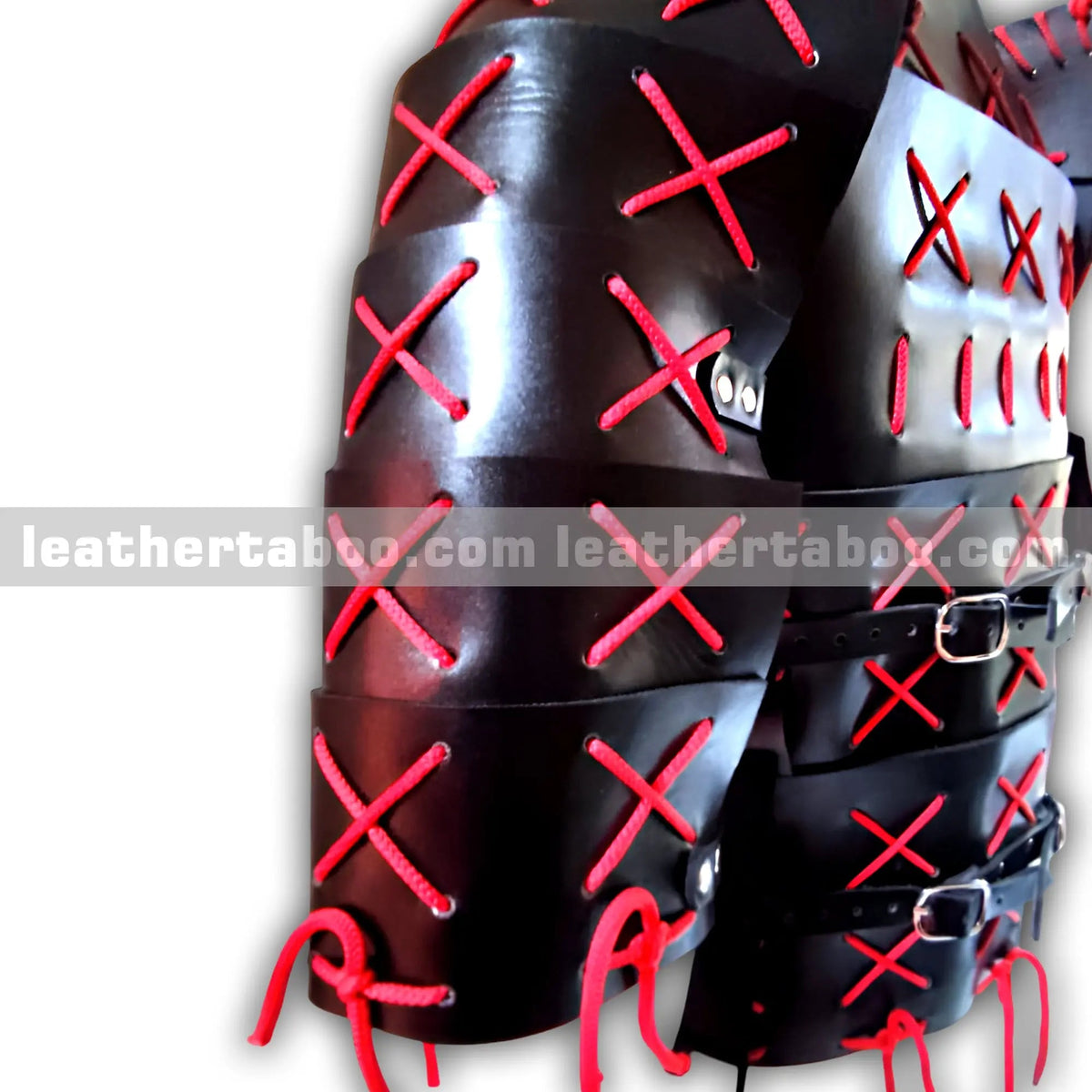 Premium Goods Leather Samurai Style Chest Armor with Red Lacing for Men – Adjustable Fit and Unique Medieval Design - Leather taboo