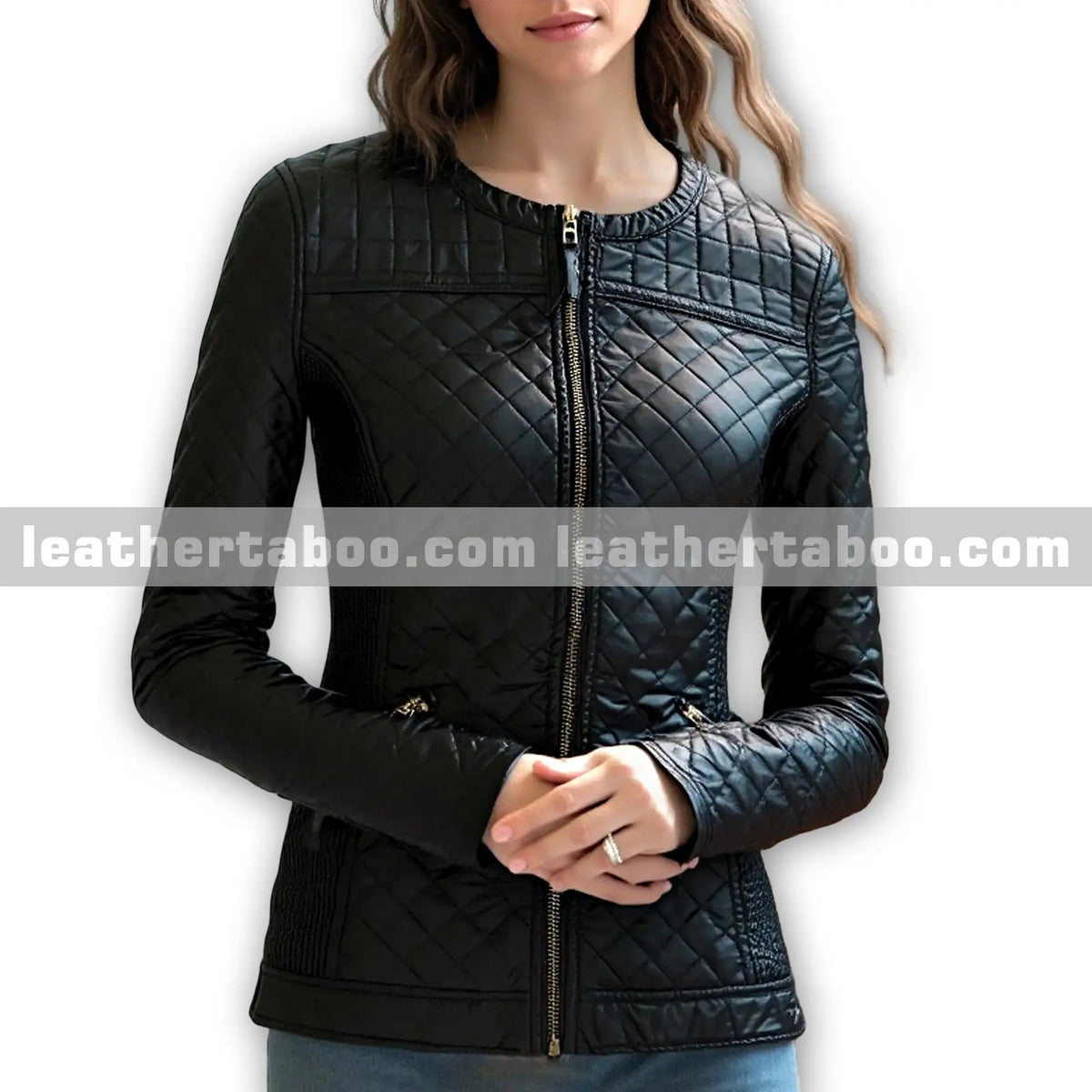 Women's Premium Sheepskin Black Stylish Slim Fit Leather Biker Jacket with zipper closure, zipper detail