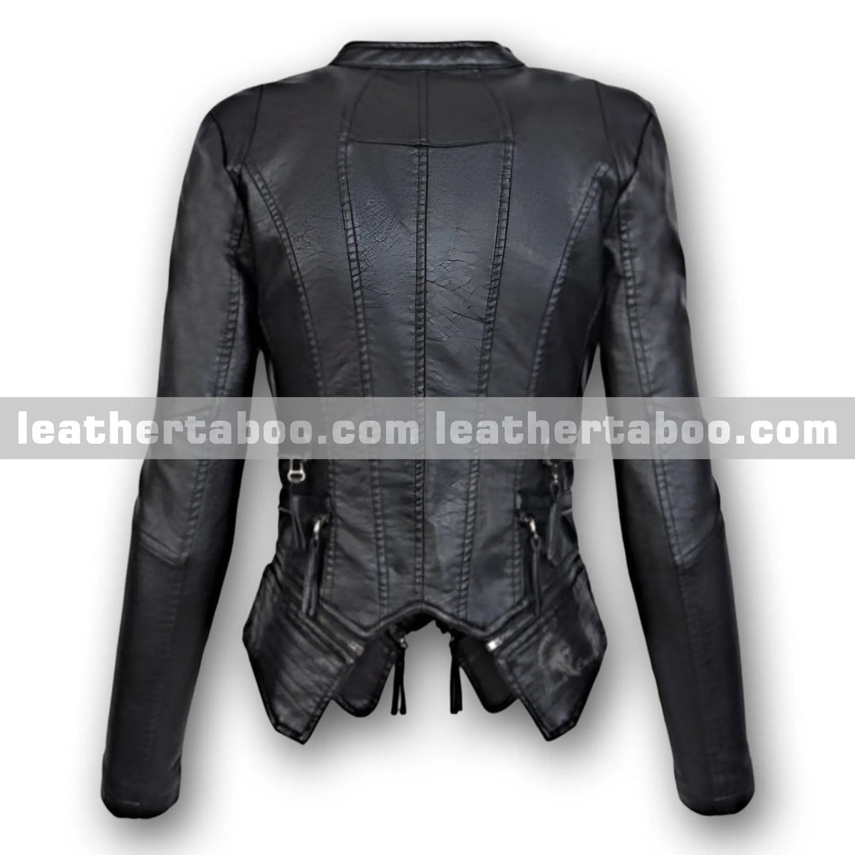 Women's Premium Black Sheepskin Leather Slim Fit Moto Style Jacket Zip Up Outerwear, side view