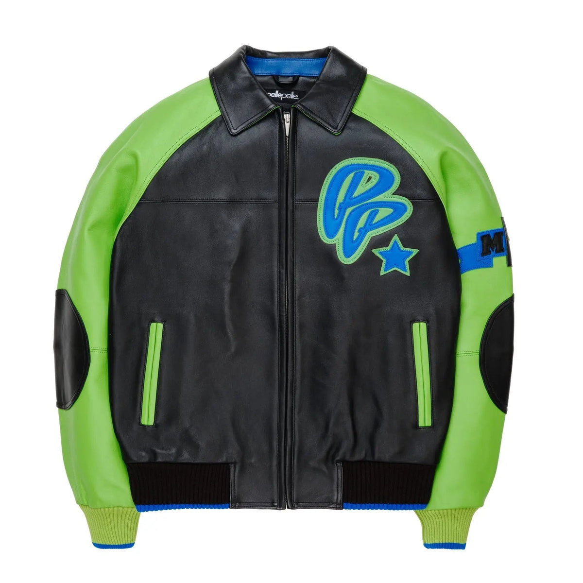 Pelle Pelle Neon Green & Black Cowhide Leather Jacket for Men – Bold Streetwear Style - Leather taboo