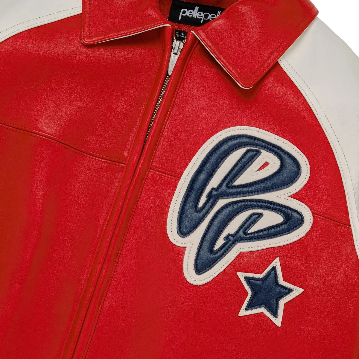 Pelle Pelle Red & White Cowhide Leather Jacket for Men – Iconic Varsity Streetwear Look - Leather taboo