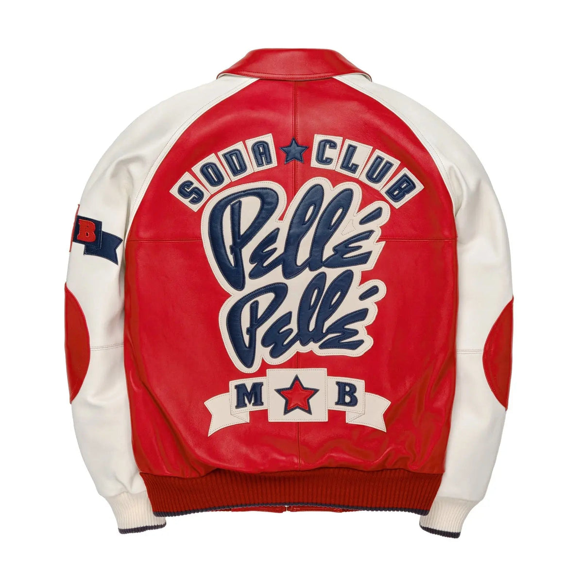 Pelle Pelle Red & White Cowhide Leather Jacket for Men – Iconic Varsity Streetwear Look - Leather taboo