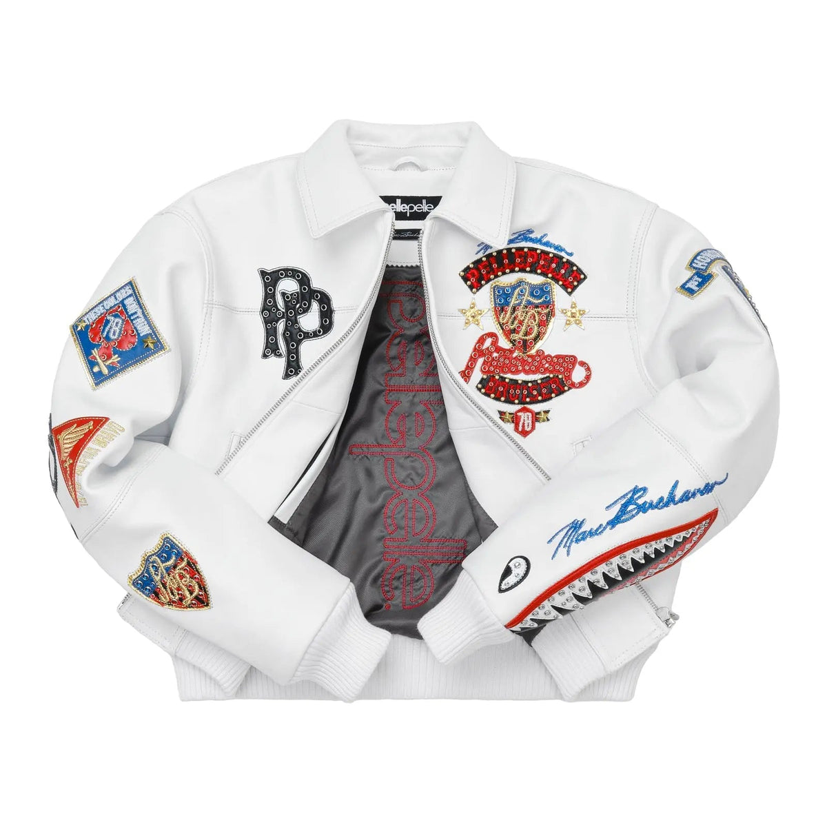 White Cowhide Leather Bomber Jacket for Women, side view