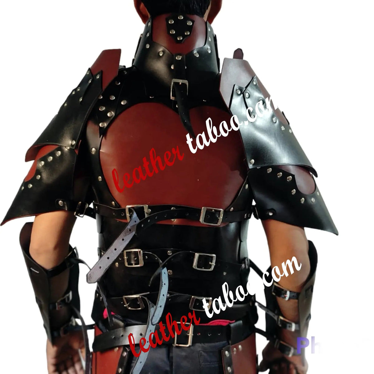 Mens Black Leather Armor LARP Medieval Costume Reenactment Celtic Warrior Armor - Leather taboo