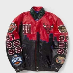 Chicago bulls 3 peat repeat leather jacket 1998 Jeff Hamilton vintage Chicago - Leather taboo