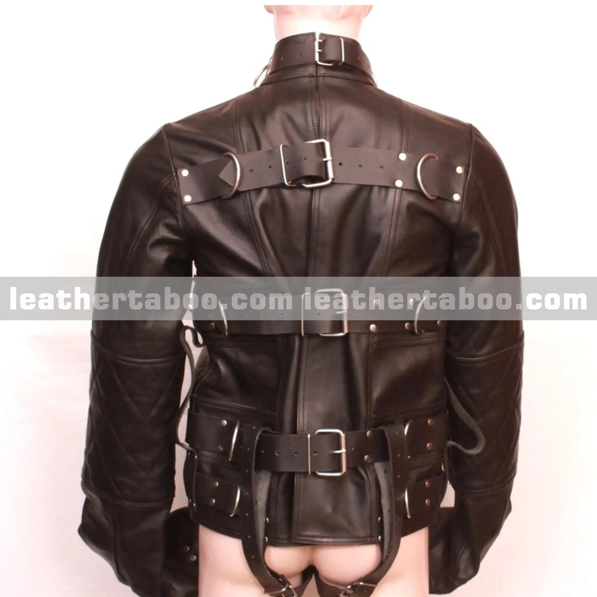 Handmade heavy duty leather straitjacket in black