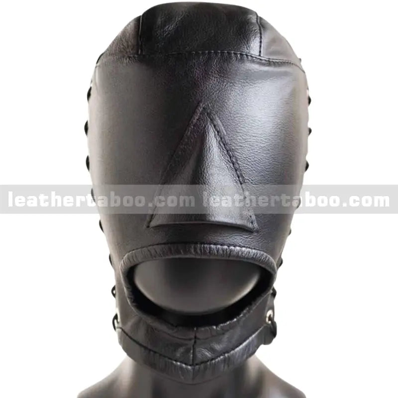 BDSM OPEN MOUTH 100% REAL LEATHER HOOD BLACK SOFT LEATHER BONDAGE MASK - Leather taboo