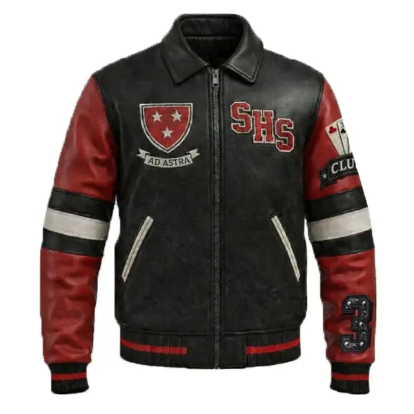 Mayhem Snake & Wolf Leather Varsity Jacket, detail view 2
