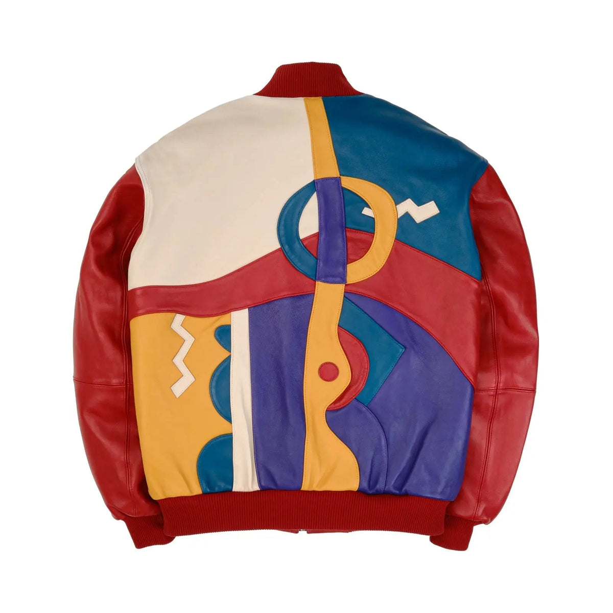 Men’s Pelle Pelle Premium Cowhide Leather Jacket – Multicolor Abstract Design - Leather taboo