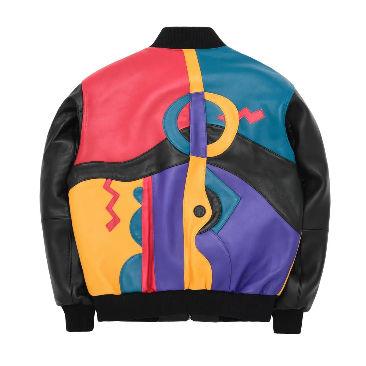 Men’s Pelle Pelle Premium Cowhide Leather Jacket – Multicolor Abstract Art Design - Leather taboo