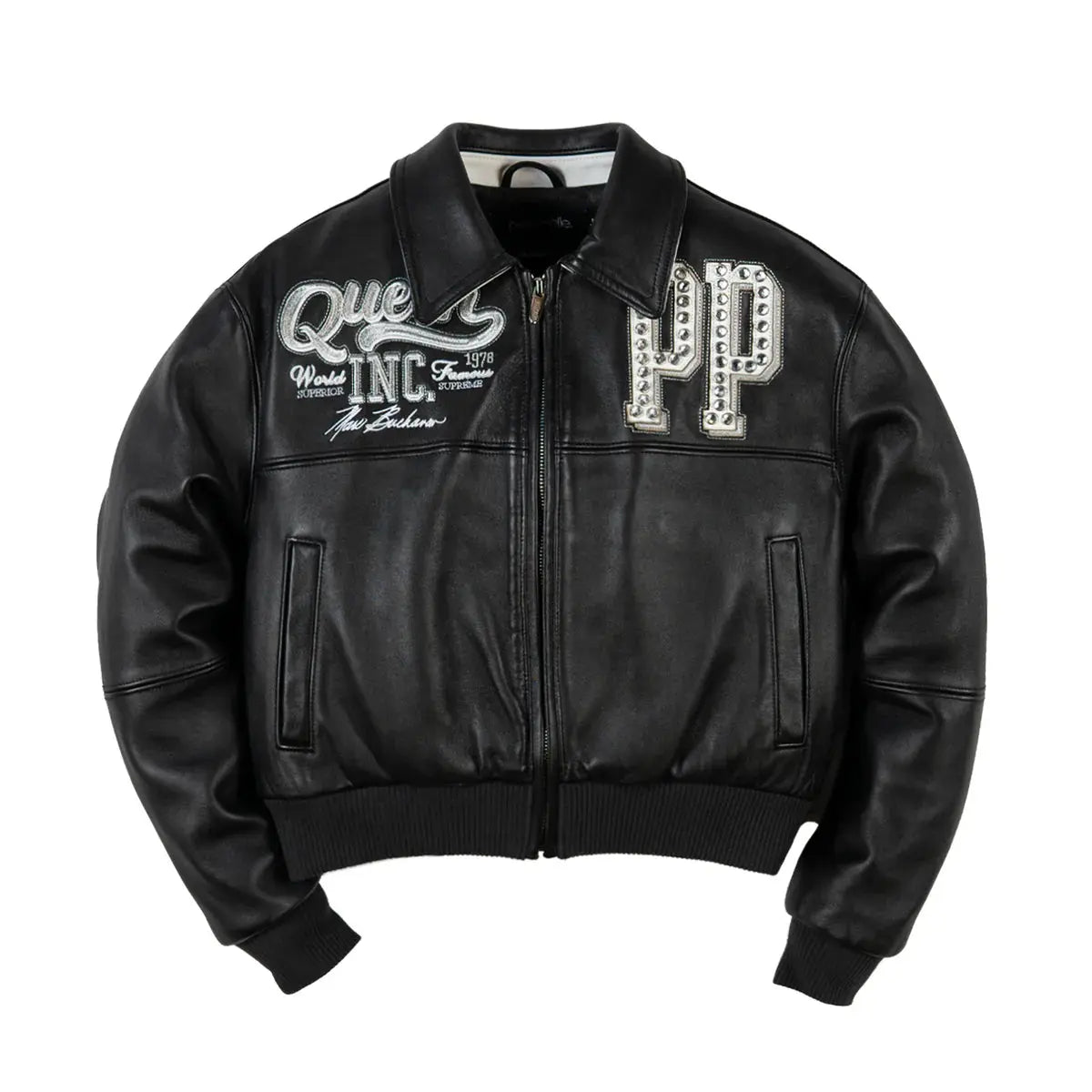 Queen Women's Leather Crop Jacket, front view