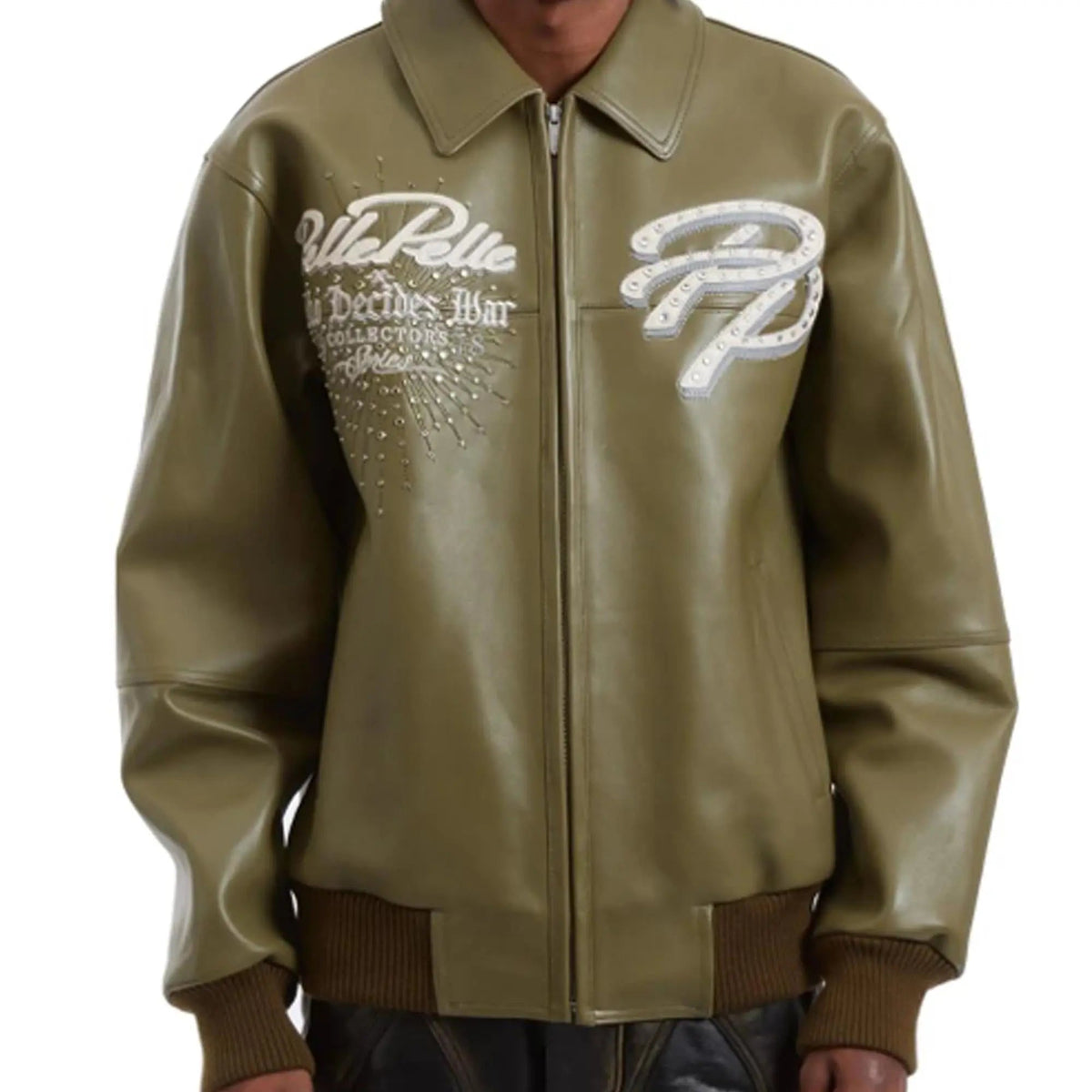 Pelle Pelle Greatest Of All Time Marc Buchanan Olive Leather Jacket