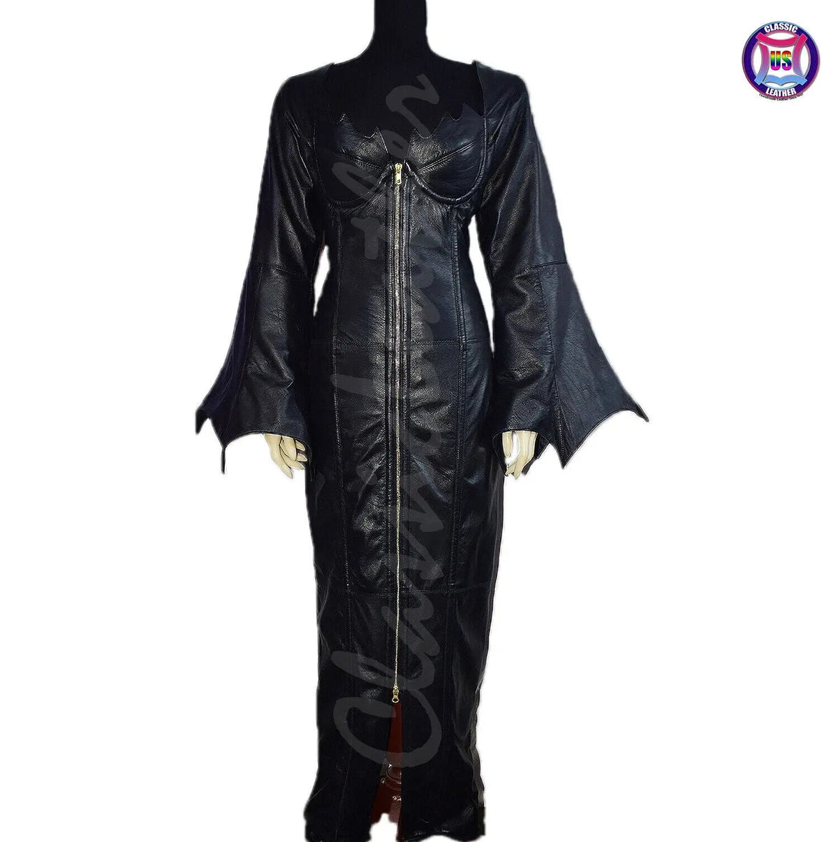 Women’s Black Leather Gothic Corset Dress (Steampunk Lace-Up Style)