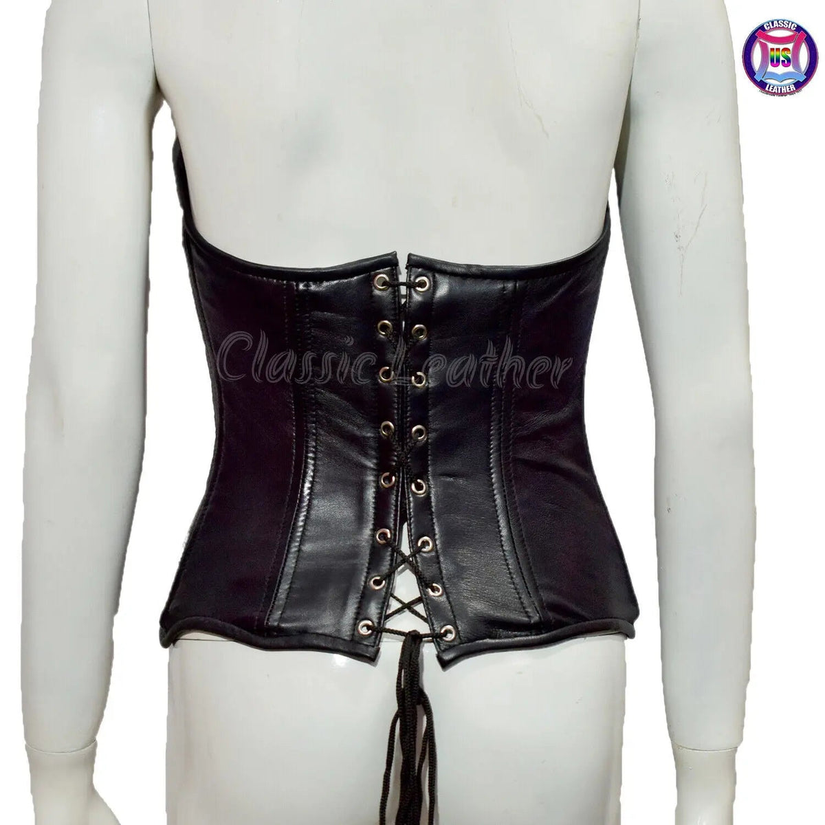 Leather Corset Bustier Women Sexy Waist Lingerie Steampunk Gothic Lace Cincher