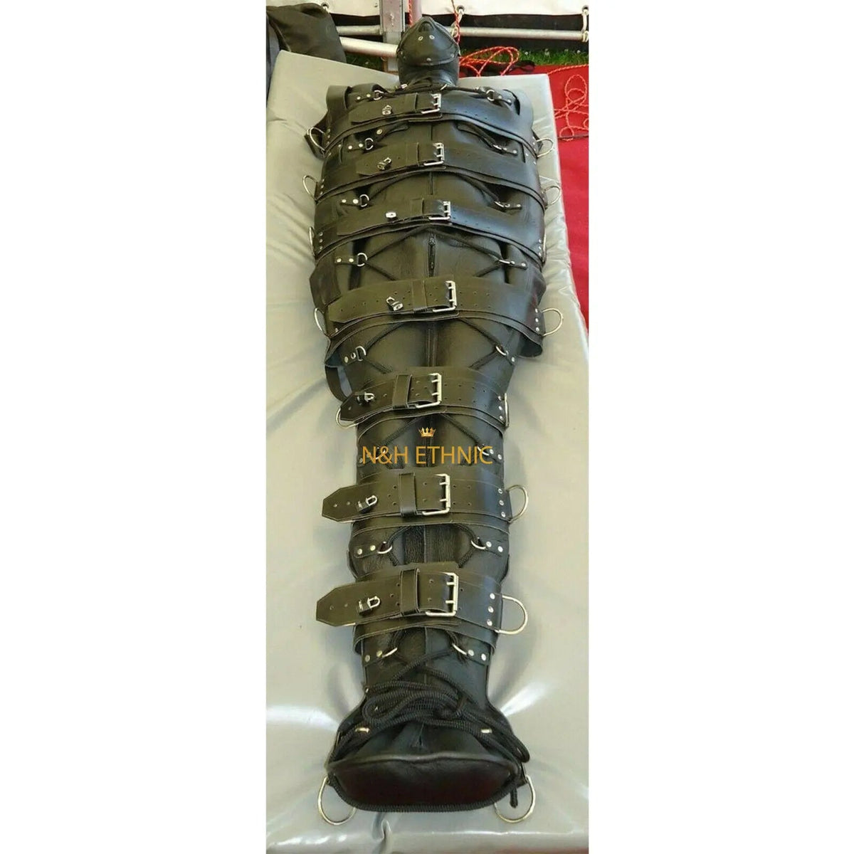 Real Leather Restricted Binder Sleep Sack Hooded Body Bag