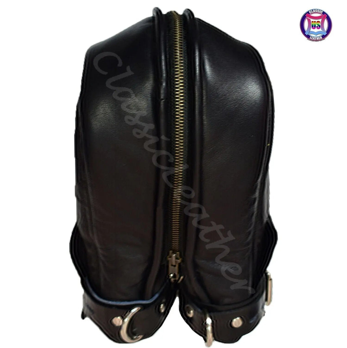 Black Genuine Leather BDSM Zipper Gauntlet Mittens Bondage Arms Lock Restriction Gloves – Premium Statement Wear