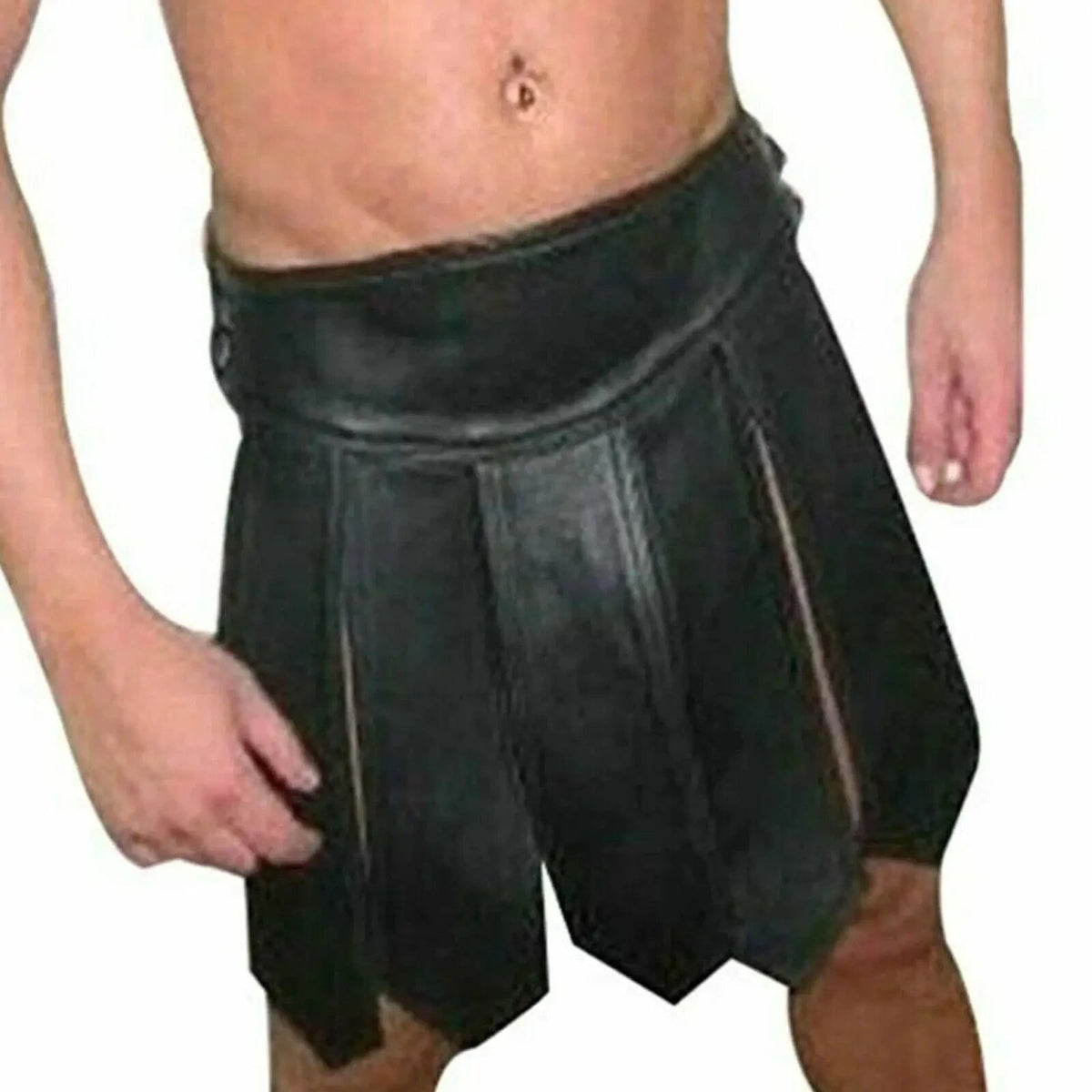 Men’s Real Leather Gladiator Kilt with Studded Pleated Design LARP Halloween Club Wear Costume – Handmade Warrior Fashion Kilt