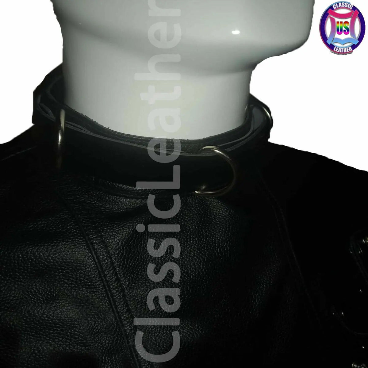 *Men real Leather straight Jacket Asylum BDSM Restraint Costume Armbinder Jacket