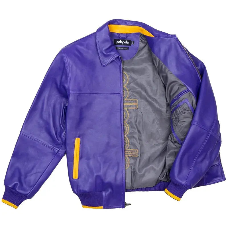 Purple Premium Cowhide Leather Jacket for Men, Back View - Leather Taboo