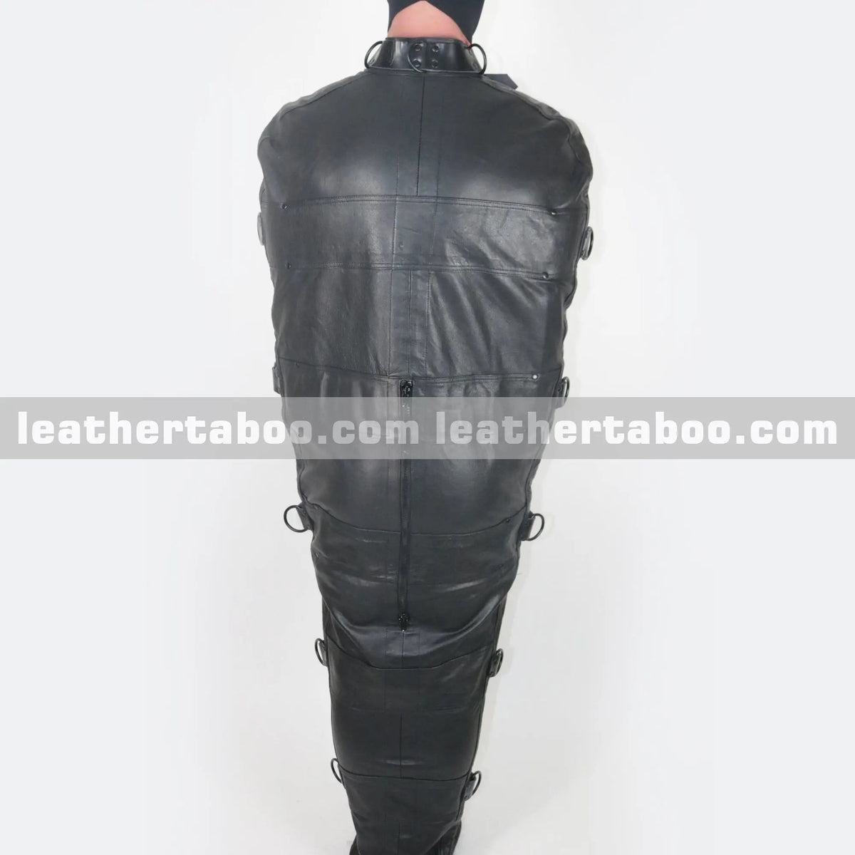 Full-Body Leather Sleep Sack with Straps & D-Rings – Premium Cowhide Heavy-Duty Restraint Gear - Leather taboo