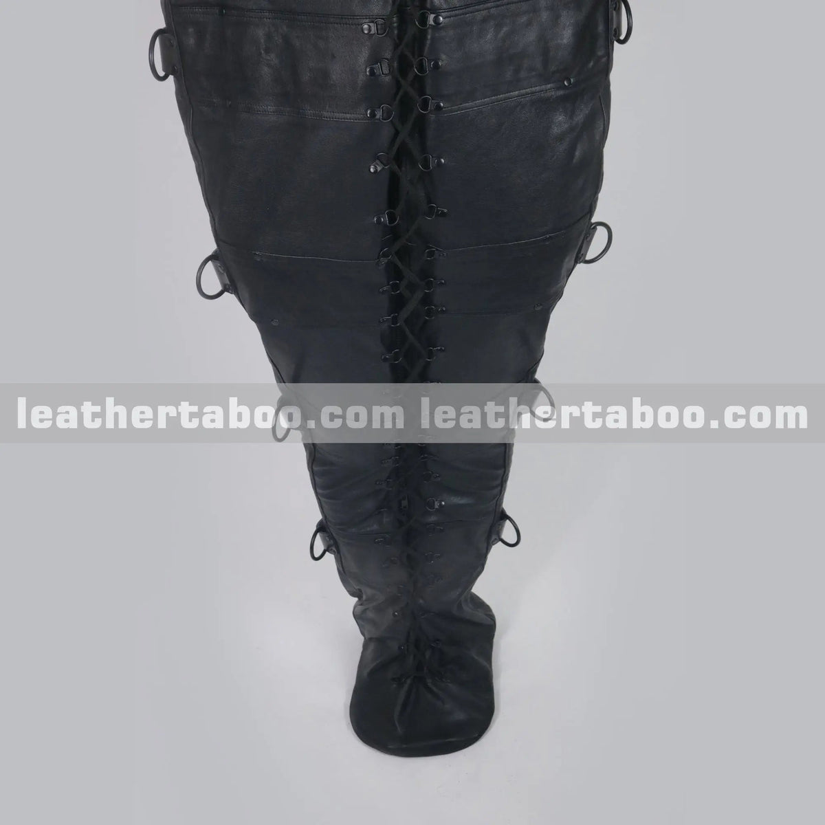 Full-Body Leather Sleep Sack with Straps & D-Rings – Premium Cowhide Heavy-Duty Restraint Gear - Leather taboo