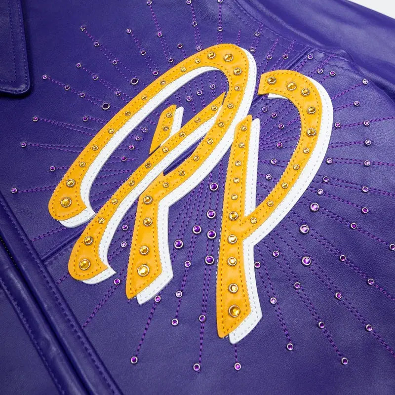 Purple Premium Cowhide Leather Jacket for Men, Collar and Cuff Detail - Leather Taboo