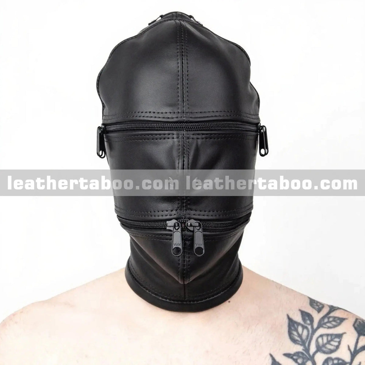 Cyclone Hood – Full Coverage Bondage Mask with Breathing Ports - Leather taboo