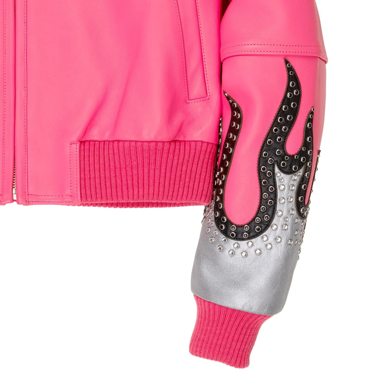 Women’s Pink Premium Cowhide Leather Jacket, side view