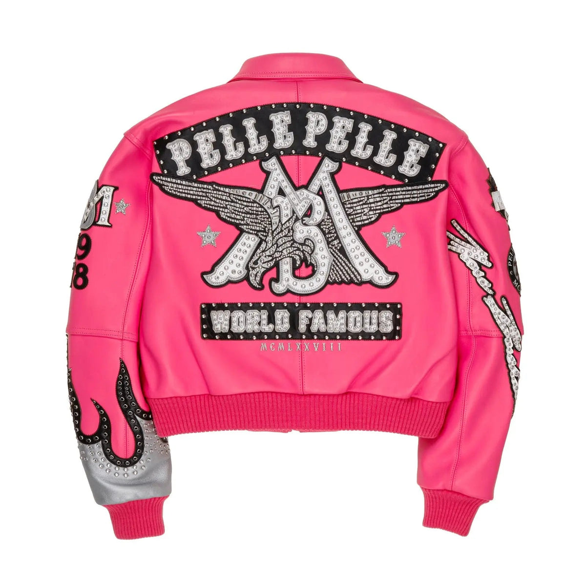 Women’s Pink Premium Cowhide Leather Jacket, detail view 2