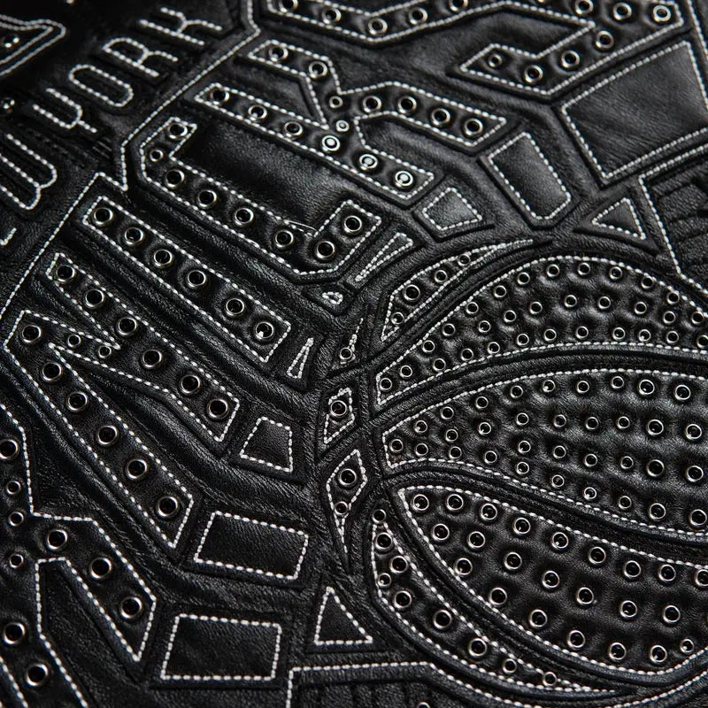 City of Knicks Women's Black Leather Jacket, detail view 3