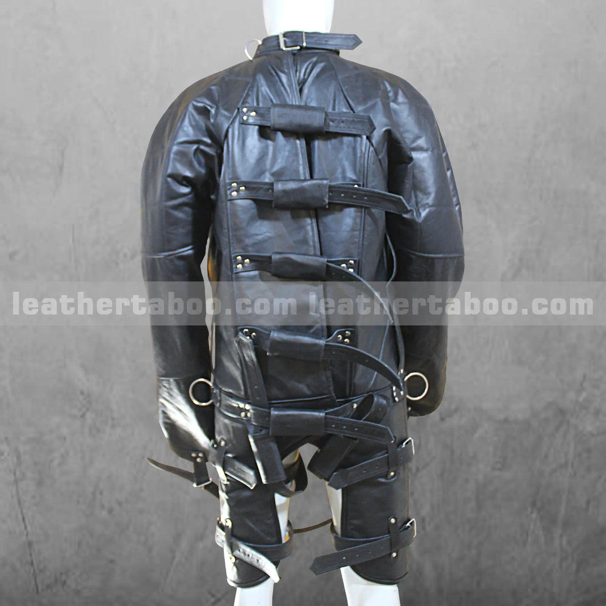 Unisex Black Leather Straitjacket with Restraint Straps | Handmade Fetish Bondage Gear | Gothic Cosplay Costume - Leather taboo