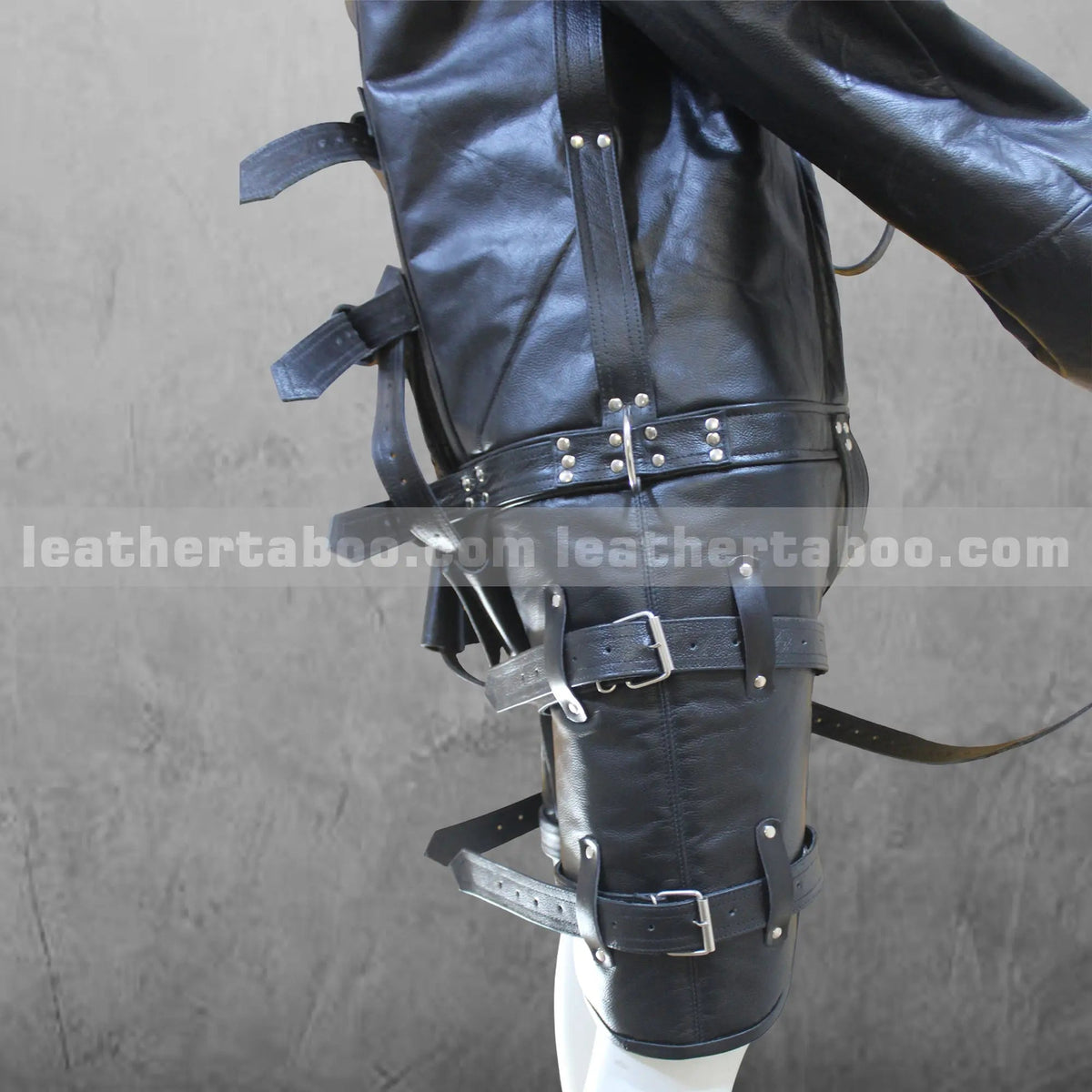Unisex Black Leather Straitjacket with Restraint Straps | Handmade Fetish Bondage Gear | Gothic Cosplay Costume - Leather taboo