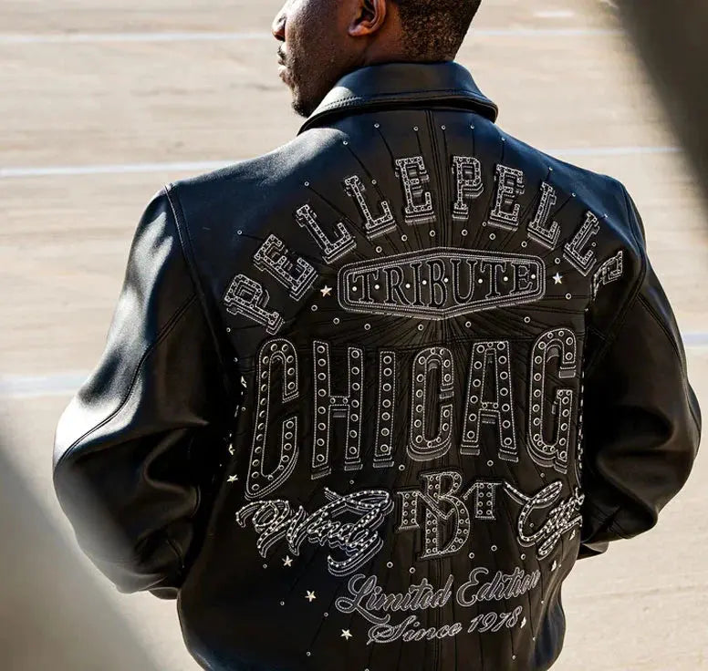Limited Edition Chicago X TB Windy City Black Leather Jacket, front view