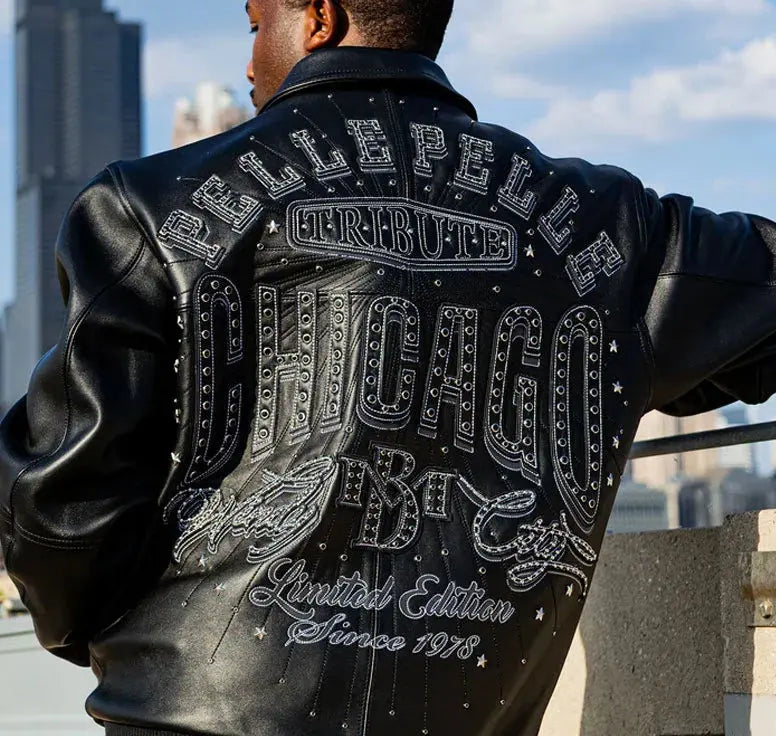 Limited Edition Chicago X TB Windy City Black Leather Jacket, detail view 5