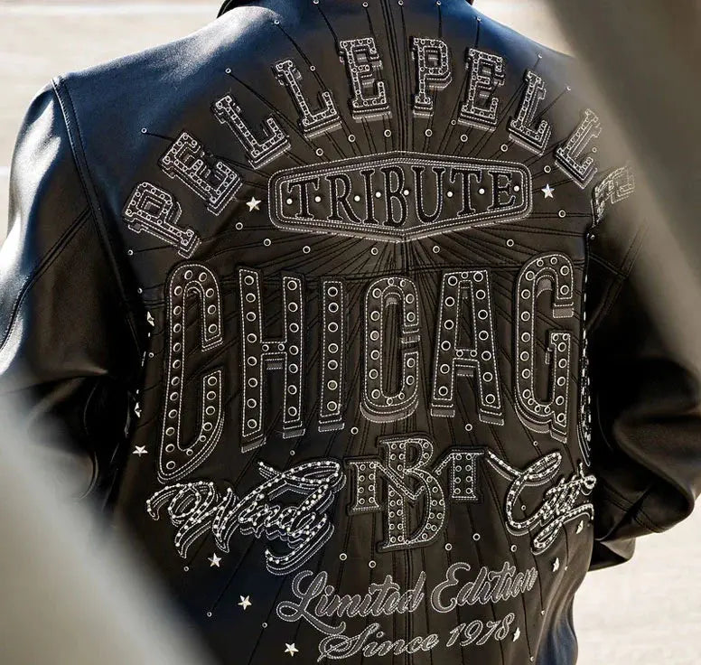 Limited Edition Chicago X TB Windy City Black Leather Jacket, side view