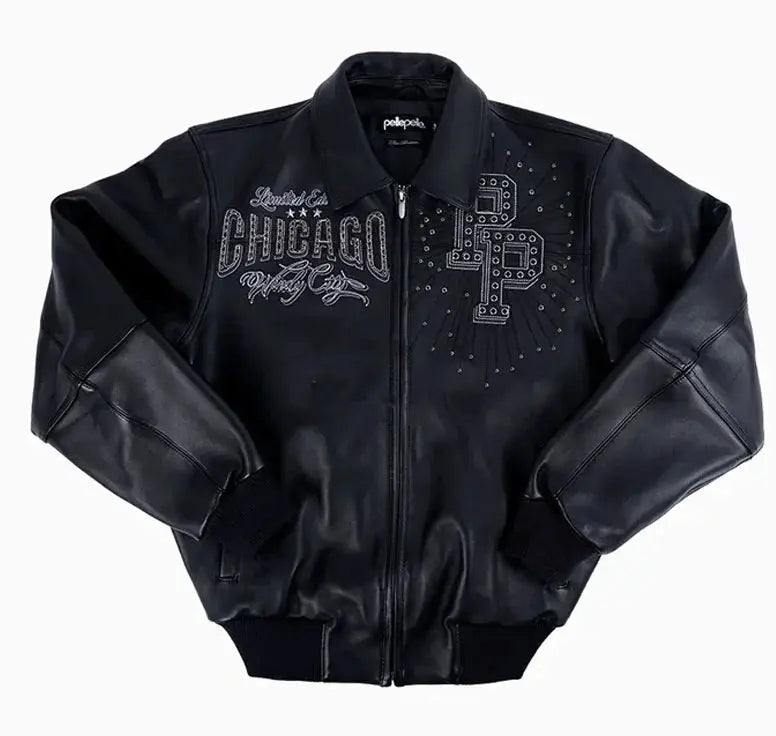 Limited Edition Chicago X TB Windy City Black Leather Jacket, detail view 4