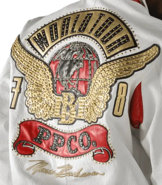 Vintage World Tour Style White Leather Jacket, front view