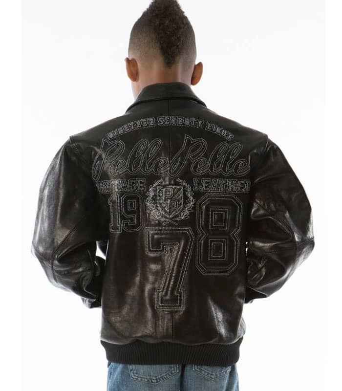 1978 Black Vintage Leather Jacket, front view