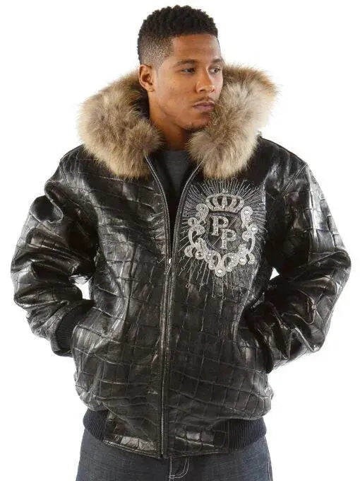 Crest Black Leather Jacket, back view